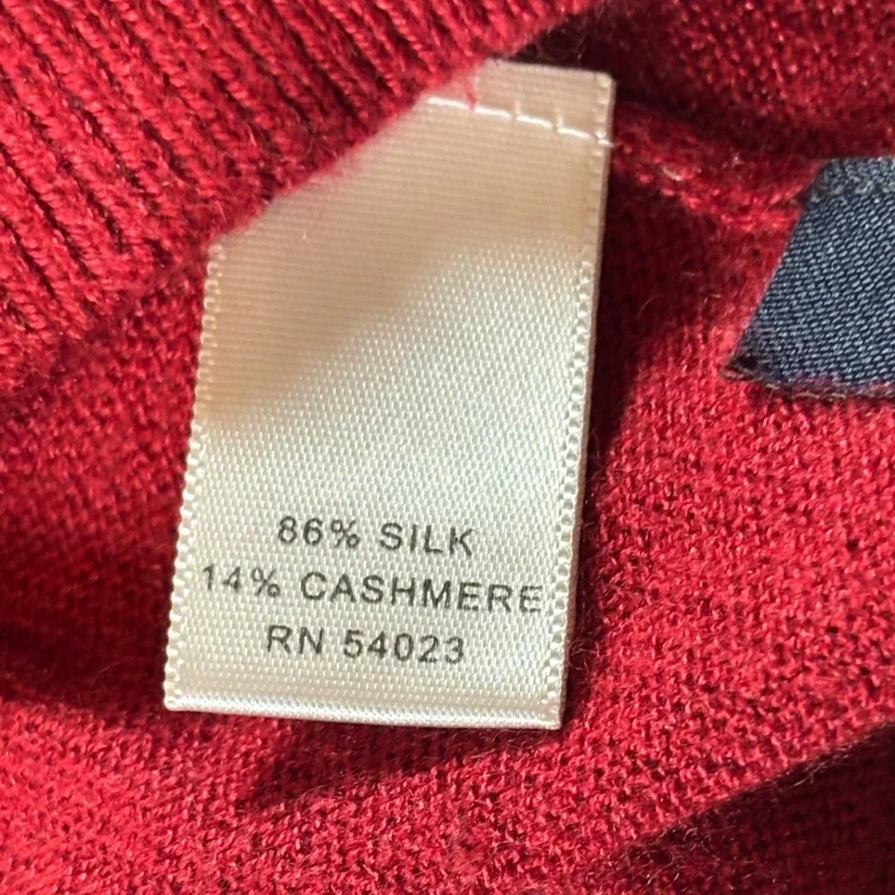 Banana Republic Mens Red Silk Cashmere‎ Blend V-Neck Sweater Size M